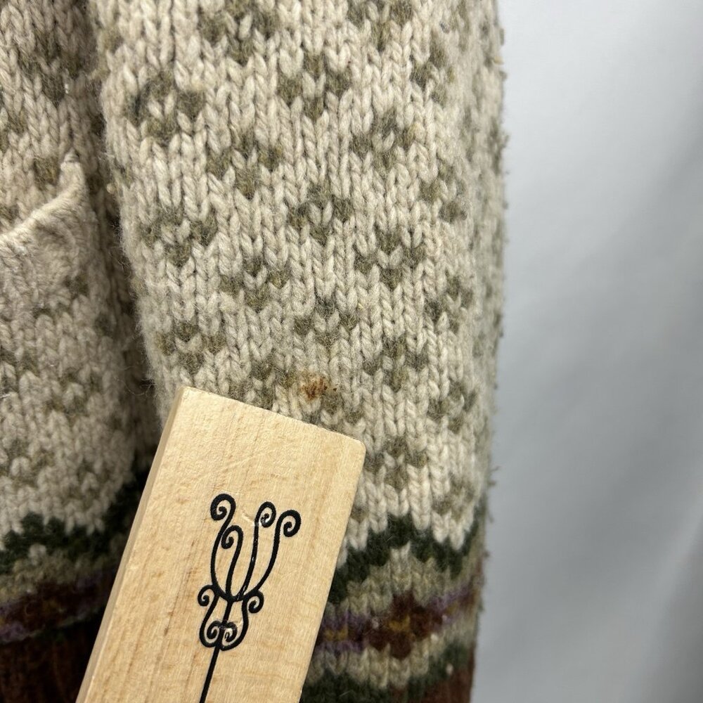 Eddie Bauer XL Womens Cardigan Sweater Wool Blend Fair Isle Shawl Collar VTG - Picture 8 of 16